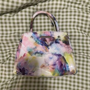 Betsey Johnson Kiki Faux Patent Watercolor Satchel Bag